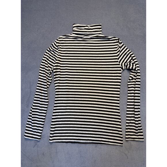 Feather by CM Clothing Turtleneck Long Sleeve Shirt Black/Gray Striped Women’s - Picture 5 of 5